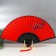 Fan bamboo, textiles h = 23 cm "Sakura branch" red, with a brush