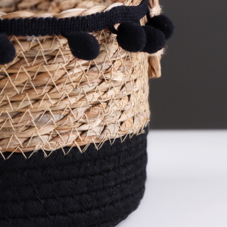 Storage basket "Colombia", with handles, 24 x 24 x 13 cm, natural, black-3
