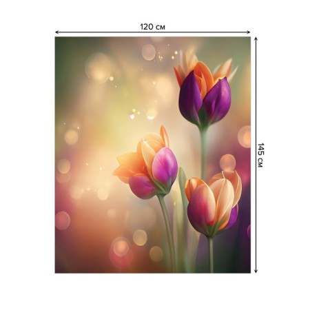Tables on the table "Morning with tulips", rectangular, Saten, size 120x145 cm-1