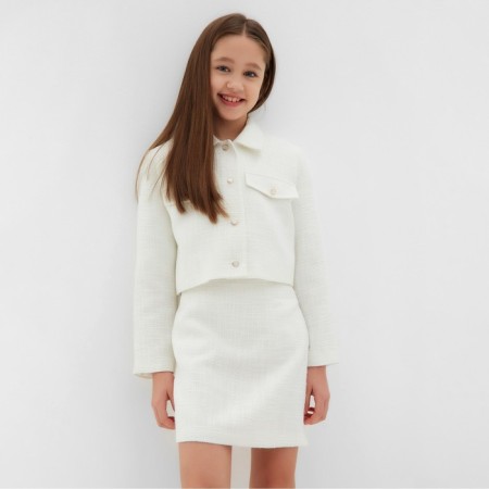 A set for a girl (jacket and skirt) Minaku: Partydress, white color, height 122 cm