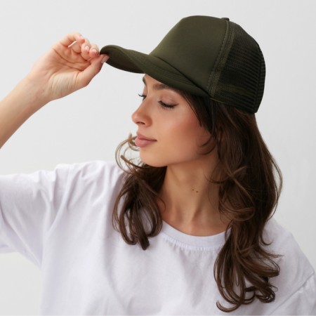 Baseball cap with minaku grid, dark green color, size 56-58-1