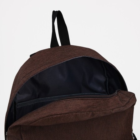 School backpack of textiles with a zipper, 3 pockets, Fulldorn, brown color-5