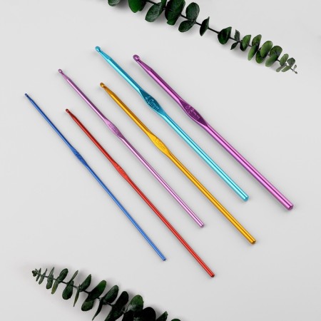 A set of hooks for knitting, d = 2-4.5 mm, 14.5 cm, 6 pcs, color colorful color-1
