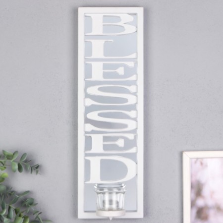 Climber Plastic, glass on 1 candle "Reflection of blessing" d-4 cm white 8x12x41 cm-1