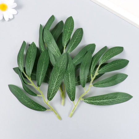 Decor for creativity "Long leaves on a twig" set 4 pcs green 17 cm-2