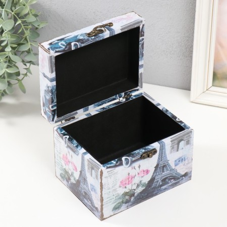 Casket Wood "Eiffel Tower and Pion" 12x16x12 cm-2