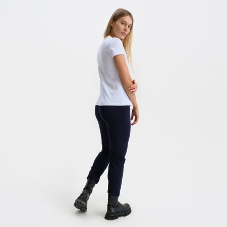 Women's T -shirt with a round gate, white color, size 46-1