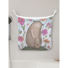 Organizer in a bath on the suction cups “Mom Bear and Teddy Bear”, for storing toys and trifles, size 33x39 cm
