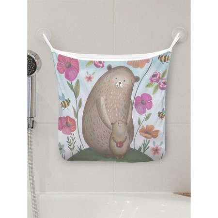 Organizer in a bath on the suction cups “Mom Bear and Teddy Bear”, for storing toys and trifles, size 33x39 cm