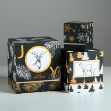 A set of gift boxes 3 in 1 “heat and comfort”, 11 x 9 x 9–20 x 18 x 18 cm, new year