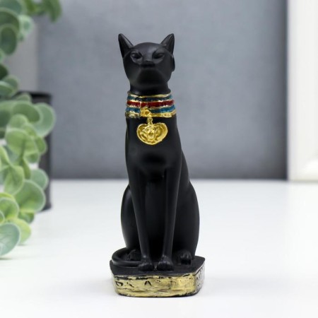 Polystone souvenir "Black Sphinx with gold ears, with patterns" 13x6.5x5 cm-2