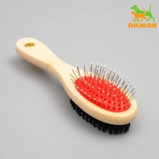 Bilateral brushes with a wooden handle, 7 x 21 cm