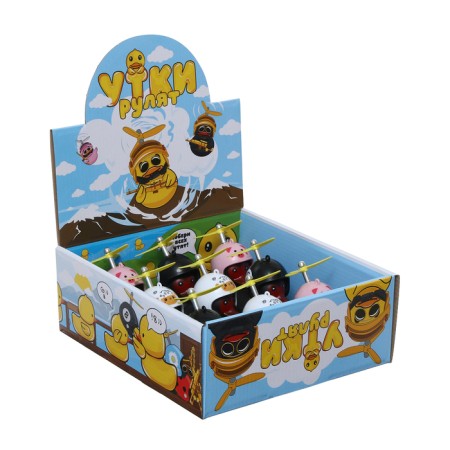 Duck with a propeller on a car panel with a squeak, black, set 9 pcs