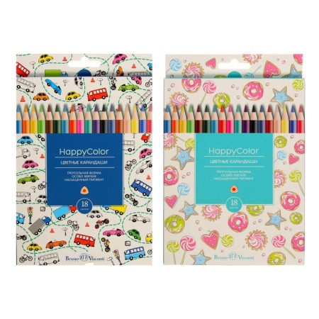 Pencils 18 colors BrunovisConti Happycolor, mix-2