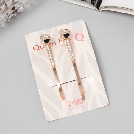 Invisible hair "Heidi" (set 2 pcs) heart, 6 cm, pink gold-2