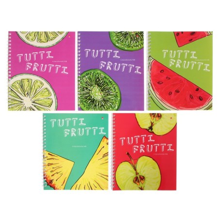 Notebook A5+, 48 sheets in a cage on the crest Fresh & Fruity, cover shaking cardboard, glossy lamination, mix