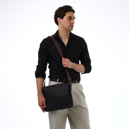 Male Business Bag, Textura, 2 external pockets, brown color-8
