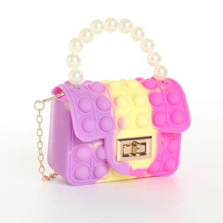 Baby bag on the castle, lilac/yellow/raspberry color