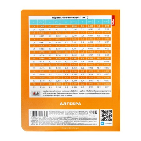 Substantial notebook "Bright color", 48 sheets in the "Algebra" cage, covered cardboard, selective varnish, with reference material-5