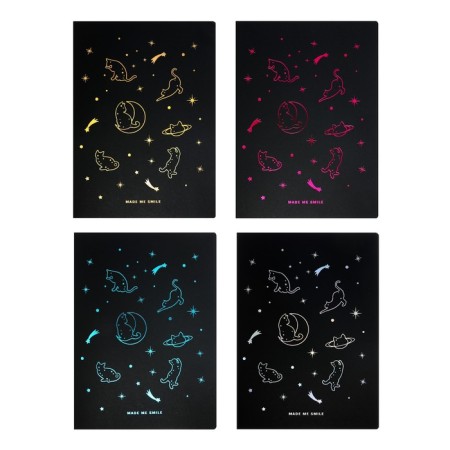A4 sketchbook, 26 black sheets, "cat on the moon", density 110 gr., Mix