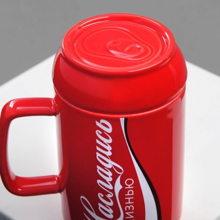 Ceramic mug "Enjoy", 250 ml, red color-6
