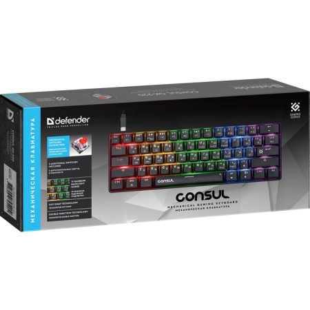 The keyboard Defender Consul GK-220, game, wired, mechanical, backlight, 61 cl, USB, black-1