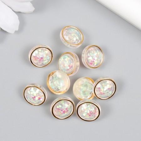Button plastic for creativity "mother -of -pearl overflows" set of 10 pcs 1.2x1.2x0.8 cm-2