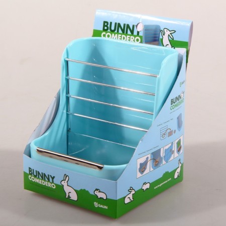 Feeder, for grain and hay (2 in 1), for rabbits, blue-2