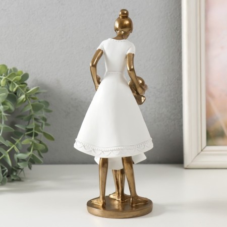 Polystone souvenir "Mom with her daughter, in white dresses with flowers" 9x8.5x23.5 cm-2