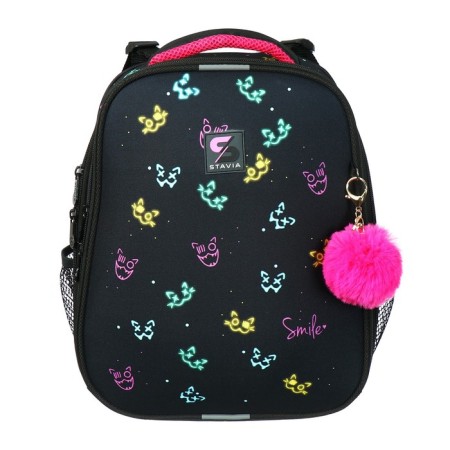 School backpack 38 x 30 x 16 cm, ergonomic back, Stavia "Neon", black-2