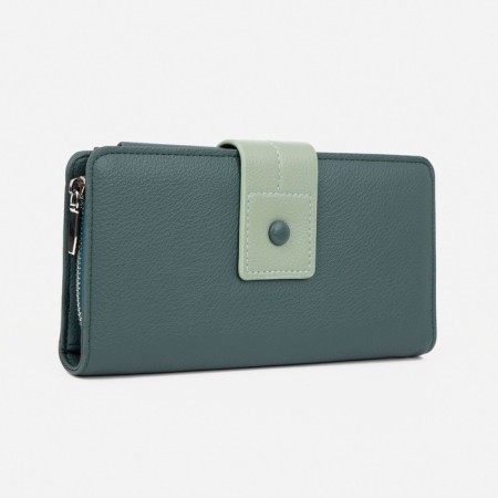 Women's wallet on the button, green color
