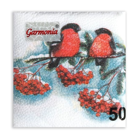 Paper napkins "Color Harmony", 24x24 cm, 50 pcs, with a pattern "bullfinch"-1