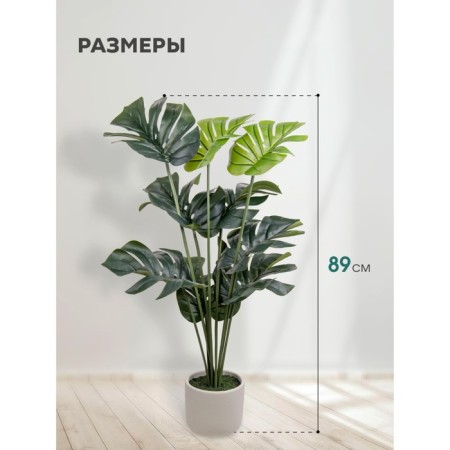 Decorative plant in the cement pot of Monster, 15 × 15 × 89 cm-1