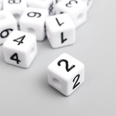 Beads for creativity plastic "Distance on the cube" White set 20 g 1x1 cm-1