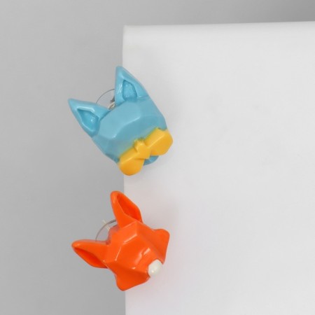Earrings Plastic "Abstraction" Fox and Cat, Color-2