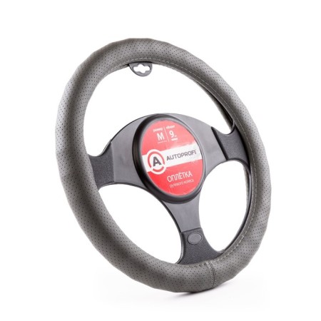 Autoprofi steering wheel, eco-leather steering, 9 cm girth, dark gray, size m, 37-39 cm