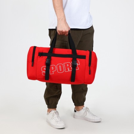 Sports bag with lightning, 2 outer pockets, red color-5