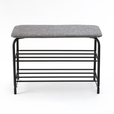 LAKSI shoe stand, 640x310x460, black matte/linen gray-1