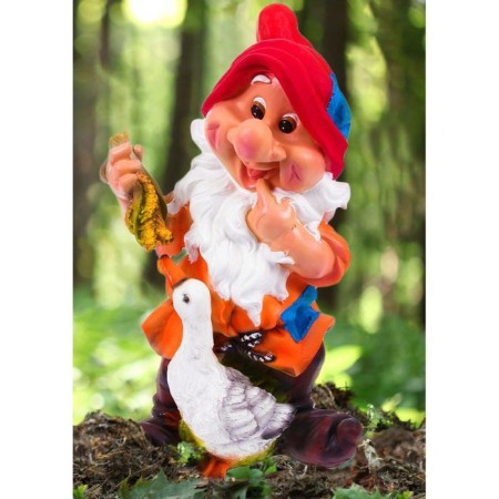 Garden figure "Dwarf with a duck" 18x24x49cm-10