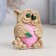 Figure "Owl with heart" ivory, 6x6x5cm