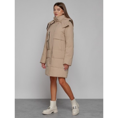 Coat insulated winter female, size 44, color light brown-1