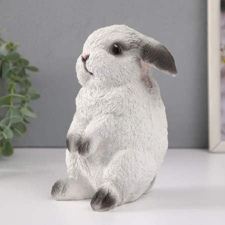 The piggy bank "Rabbit No. 4 is white with black tips" height 17.5 cm, width 11.5 cm, length 11.5 cm.-4