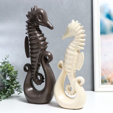 Souvenir ceramics "sea skates" matte chocolate and cream set 2 pcs 38.5x8.5x13.5 cm-1