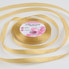 Satin tape, 10 mm × 23 ± 1 m, color golden-beige No. 186
