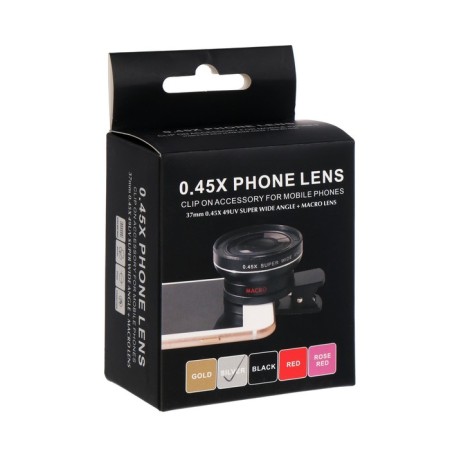 A wide-angle macro lenses for a phone 2 in 1, 0.45x, 37 mm, silver-11