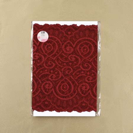 Lace elastic fabric, 180 mm × 2.7 ± 0.5 m, burgundy color-4