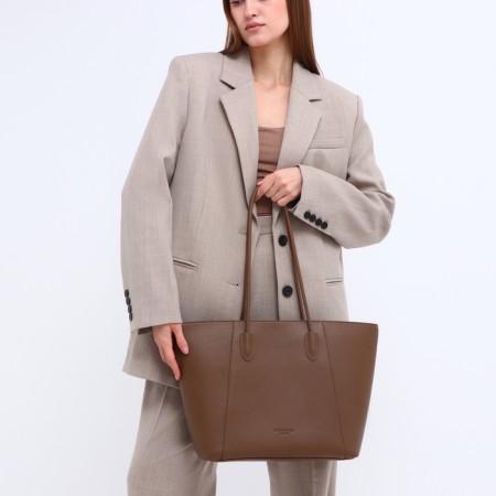 Bag Women's Shoper with zipper, brown color-7