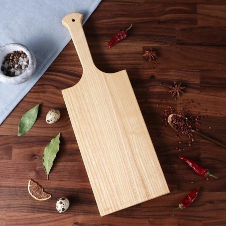 Groot board with a “rectangular” handle, for serving and serving, 43x15 cm, array of ash-1