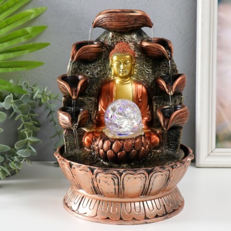 The desktop fountain from the network, backlight "Buddha at the cliff with bowls" 26x20x20 cm, mix-6