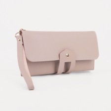 Women's wallet on the button, pink color